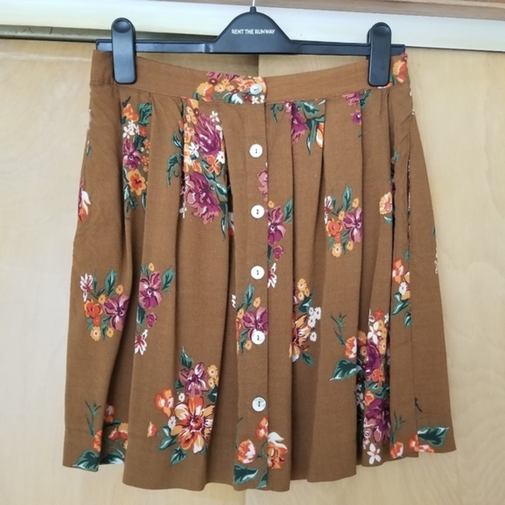 Fire Los Angeles Button Front Floral Print Skater Skirt - Picture 1 of 6